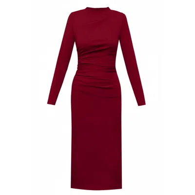 Alina Cernatescu Women's Kaira Dark Red Mini Cocktail And Office  Lyocell Draped Bodycon Dress