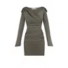 Alina Cernatescu Women's Levo Ash Grey Viscose Mini Dress  Drapery  And V Neckline In Gray