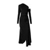 Alina Cernatescu Women's Melrose Black Asymmetric And  Long Sleeves With A Cut Out Shoulder  Dress In Black