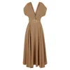 Alina Cernatescu Women's Neutrals / Brown Ischia Beige Office & Coktail Midi Dress