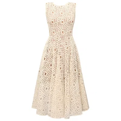 Alina Cernatescu Women's Neutrals Chiara Crochet Cotton Beige Wide  Midi Versatile Dress In Black