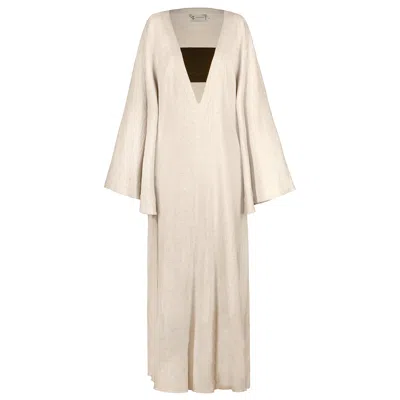 Alina Cernatescu Women's Neutrals Rabat Maxi Oversized Linen Holiday Resort Dress In Black