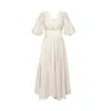 Alina Cernatescu Women's Neutrals Swan Beige Sustainble Linen Bamboo Cockail And  Elegant Day-to-night Midi Dress In Sand