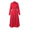 Alina Cernatescu Women's Patty Red Sustainable Viscose Midi Dress With Pockets And Textile Belt In Red