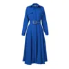 Alina Cernatescu Women's Patty  Royal Blue Sustainable Viscose Midi Dress With Pockets And Textile Belt In Blue