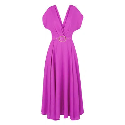 Alina Cernatescu Women's Pink / Purple Ischia Violet Purple Office & Coktail Midi Dress