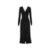 Alina Cernatescu Women's Privilege Black Voscose Midi Dress With  V Neckline And Metallic Details In Black