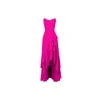 Alina Cernatescu Women's Raya Pink Magenta Silk Asymmetrical Midi Dress With Ruffles In Pink