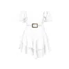 Alina Cernatescu Women's Samba White  Mini Linen Ruffle Cocktail Dress In White