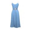 Alina Cernatescu Women's Simba Azure Blue Linen Draped Cocktail Midi Dress With Front Slit In Blue