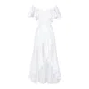 Alina Cernatescu Women's Thalia White Linen Off-shoulder Or On-shoulder Midi Cocktail Dress With Ruffles In White