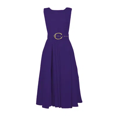 Alina Cernatescu Women's Vienna Indigo Purple Midi Garden Cocktail Dress