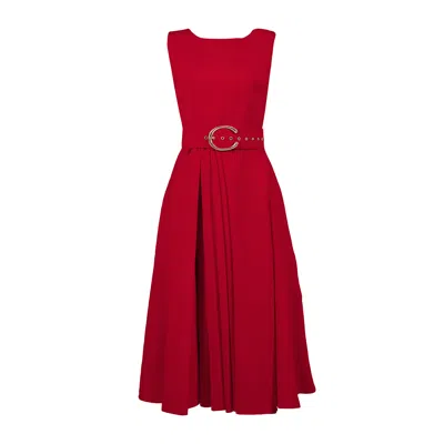 Alina Cernatescu Women's Vienna Red Midi Garden Cocktail Dress
