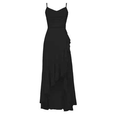 Alina Cernatescu Women's Volla Linen Black Dress With Ruffles