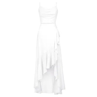 Alina Cernatescu Women's Volla Linen White Dress  With Ruffles