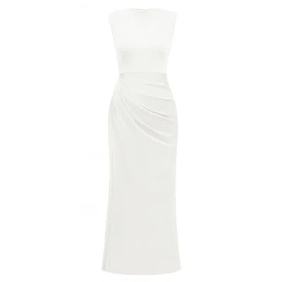 Alina Cernatescu Women's Whisper Midi Lyocell  Dress Classic White With Open Back