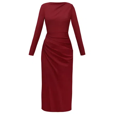 Alina Cernatescu Women's Zahara Dark Red Mini Cocktail And Office Lyocell Draped Bodycon Dress In Brown