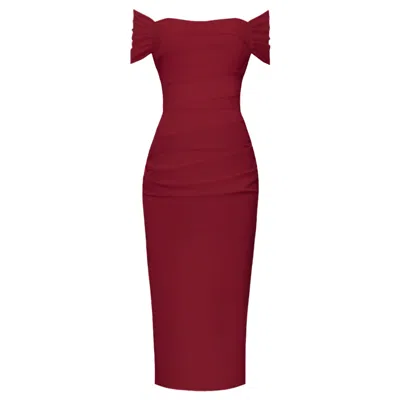 Alina Cernatescu Women's Zeya Drapped Burgundy Red With Short Bolero Sleeves Dress