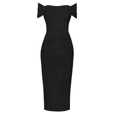 Alina Cernatescu Women's Zeya Drapped Classic Black With Short Bolero Sleeves Dress