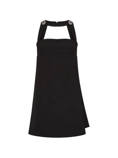 Alina Crystal-embellished Halterneck Mini Dress In Black