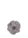 Alina Grey Viscose And Taffeta And Organza Flower Brooch In Gray