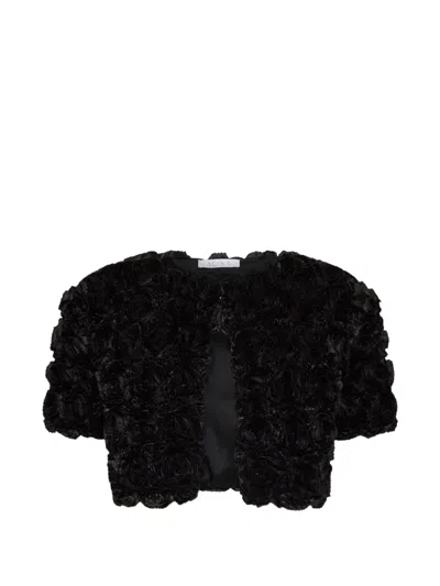 Alina Rose-pattern Cropped Jacket In Black