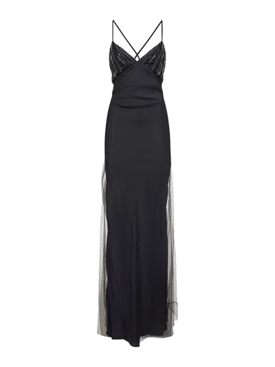 Alina Sequin-embroidered Tulle Dress In Black