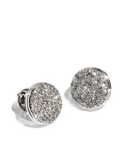 Alinka 18k White Gold Black Caviar Diamond Earrings In Silver