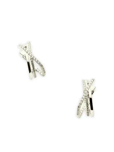 Alinka 18k White Gold Katia X Diamond Earrings In Silver