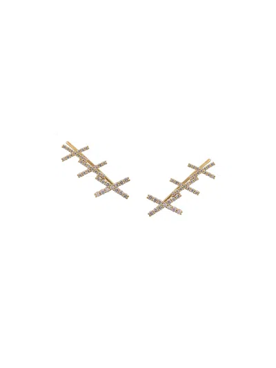Alinka 18kt Gold Katia Diamond Cuff Earrings In Metallic