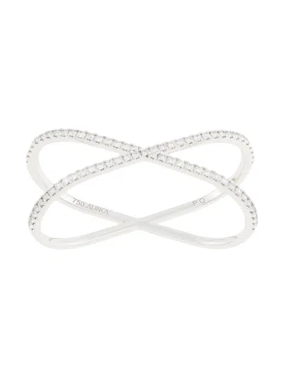 Alinka 18kt White Gold Katia Duo Two-finger Diamond Ring In Silver