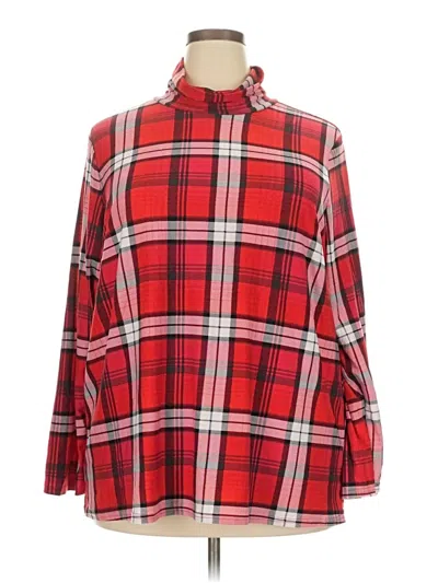 Pre-owned Alison Andrews Long Sleeve Blouse In Red
