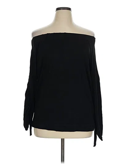 Pre-owned Alison Andrews Long Sleeve Top Black One Shoulder Neckline Tops