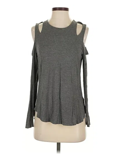 Pre-owned Alison Andrews Long Sleeve Top Gray Cold Shoulder Neckline Tops