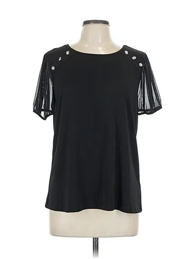 Pre-owned Alison Andrews Short Sleeve Top Black Cold Shoulder Neckline Tops