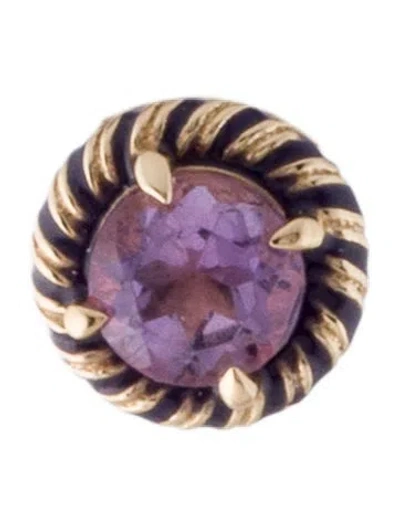 Pre-owned Alison Lou 14k Amethyst & Enamel Single Stud Earring In Purple