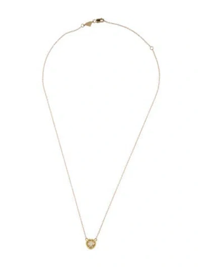 Pre-owned Alison Lou 14k Citrine & Enamel Heart Pendant Necklace, 16.25" In Yellow