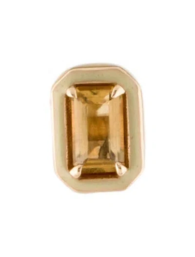 Pre-owned Alison Lou 14k Citrine & Enamel Rectangular Cocktail Stud Earrings In Neutral