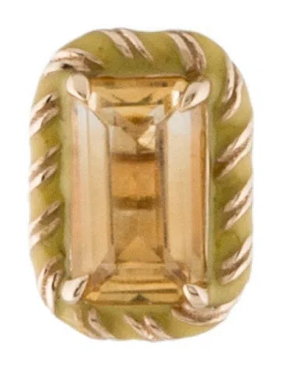 Pre-owned Alison Lou 14k Citrine & Enamel Single Stud Earring In Yellow