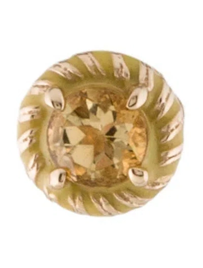 Pre-owned Alison Lou 14k Citrine & Enamel Single Stud Earring In Yellow