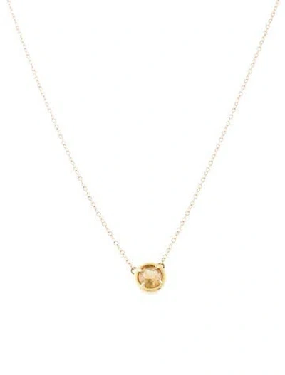 Pre-owned Alison Lou 14k Citrine Round Cocktail Necklace, 18" In Yellow