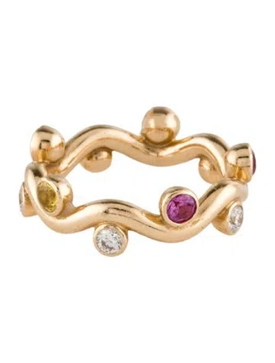 Pre-owned Alison Lou 14k Diamond & Multistone Ziggy Band