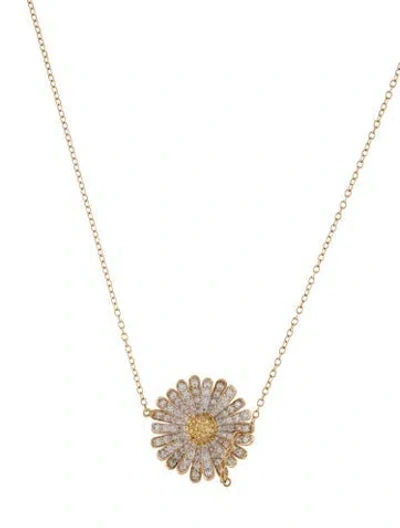 Pre-owned Alison Lou 14k Diamond Daisy Pendant Necklace, 18" In Multi