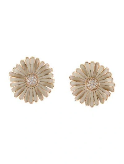 Pre-owned Alison Lou 14k Diamond Large Daisy Earclip Earrings In White