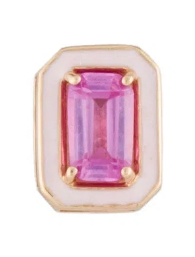 Pre-owned Alison Lou 14k Enamel & Synthetic Sapphire Mini Cocktail Single Stud Earring In Multi