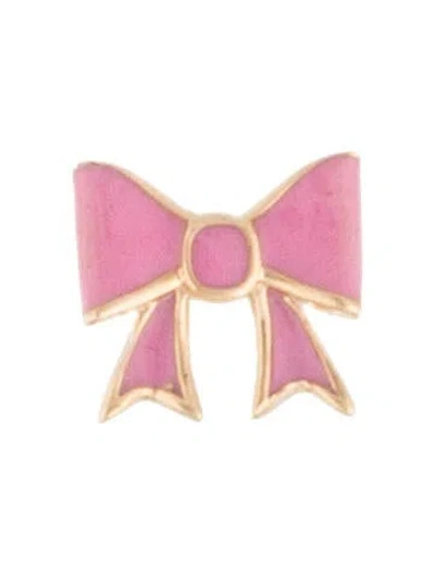 Pre-owned Alison Lou 14k Enamel Bow Single Stud Earring In Multi