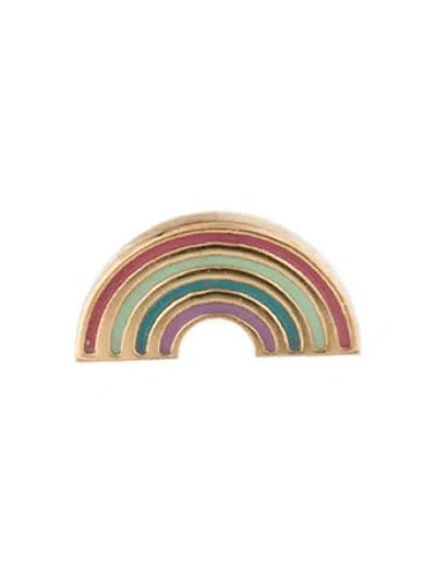 Pre-owned Alison Lou 14k Enamel Rainbow Single Stud Earring In Multi