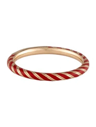 Pre-owned Alison Lou 14k Enamel Streamer Ring In Multicolor