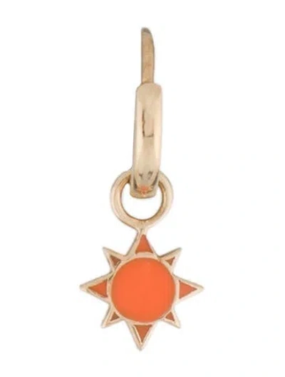 Pre-owned Alison Lou 14k Enamel Sun Single Huggie Earrings In Multi