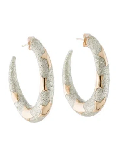 Pre-owned Alison Lou 14k Petite Étoile Hoop Earrings In Multi